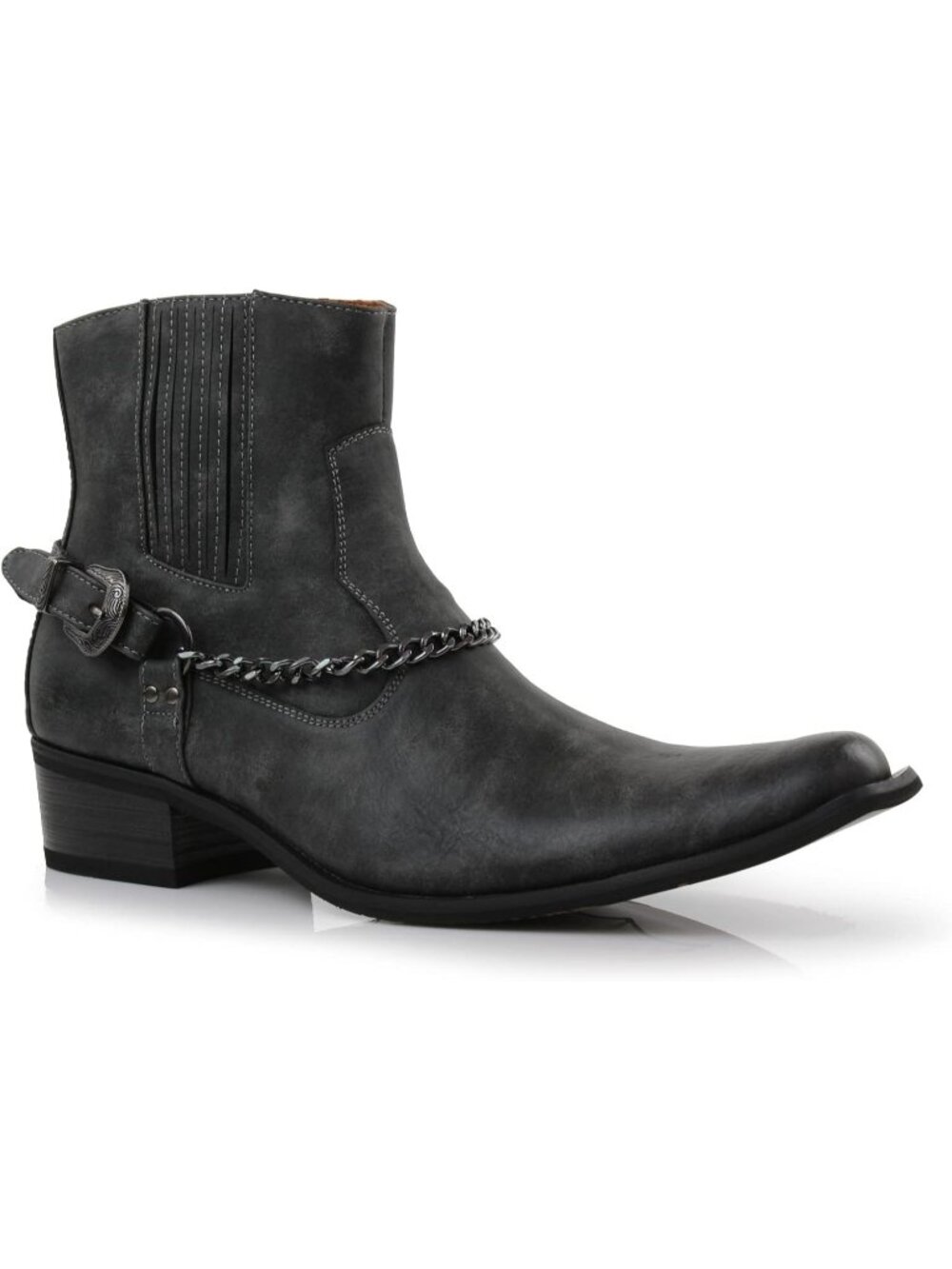 Men's Black Charcoal Chelsea Biker Style Dress Ankle Cowboy Casual Western Boot